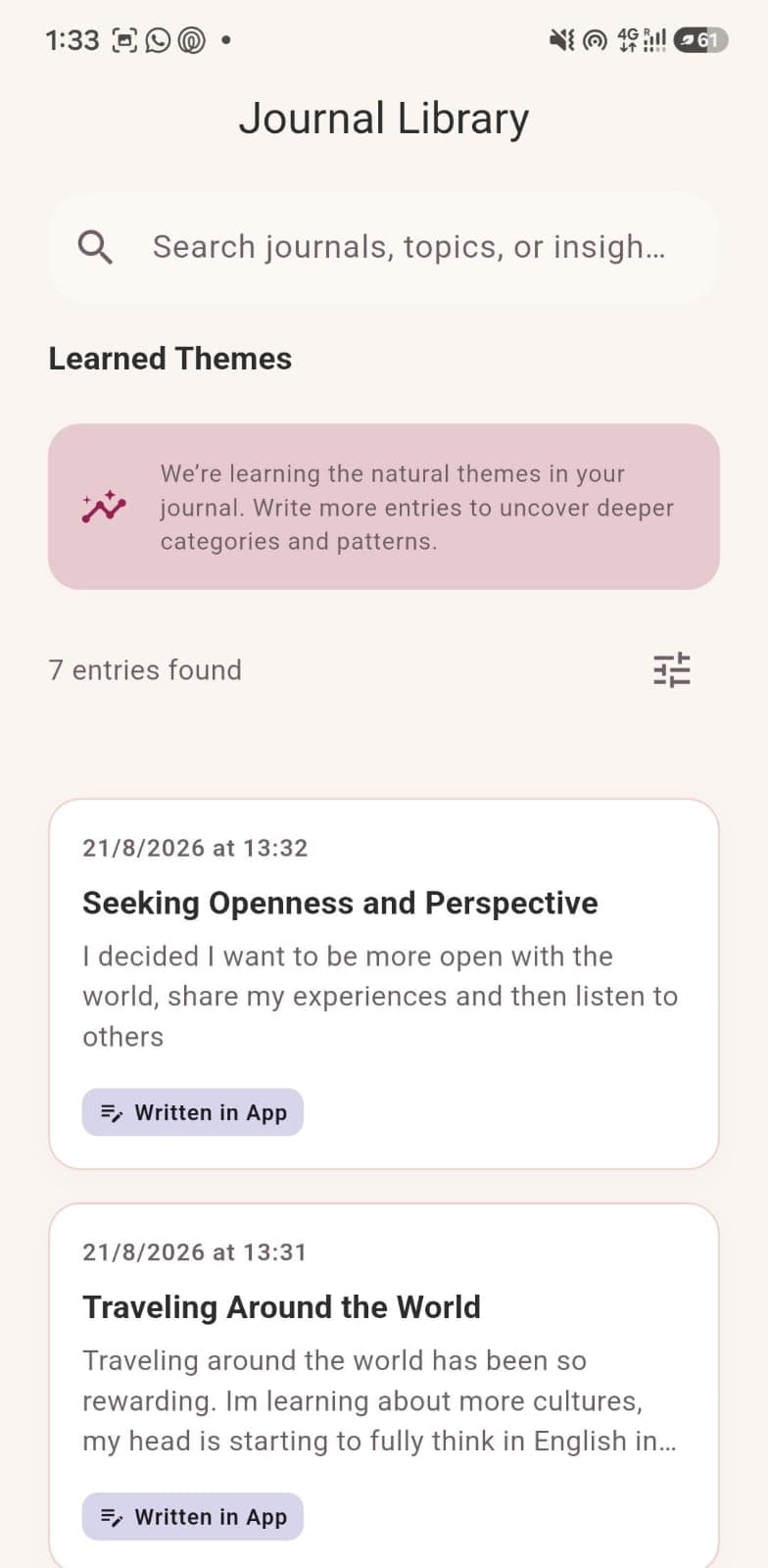 NoorSense app: Journal Library